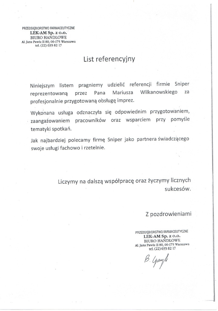 Referencje Lek Am Imprezy Integracyjne Firmowe Impreza